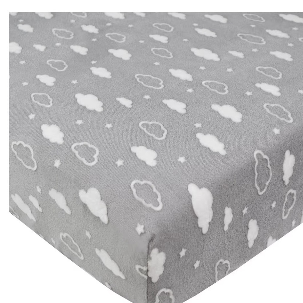 American Baby‎ Company Heavenly Soft Chenille Fitted Crib Sheet Gray Cloud